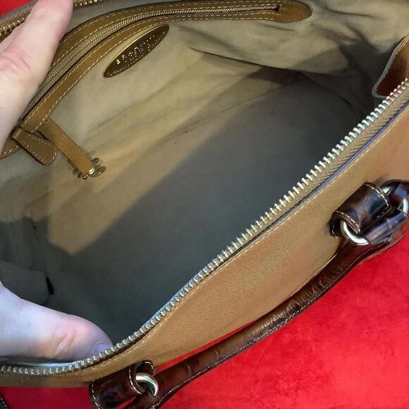 Vintage Brahmin “25th Anniversary”  Leather Handbag in Tan & Croc Print - Picture 7 of 9
